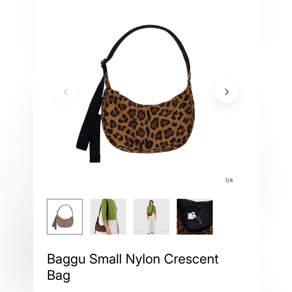 LAST CALL Baggu Small Nylon Crescent Bag Leopard Print